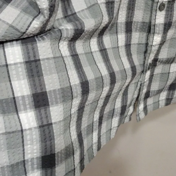 Patagonia Men's Gray Plaid Puckerwear Seersucker Textured Shirt Sz XXL-Gorpcore - Picture 4 of 7
